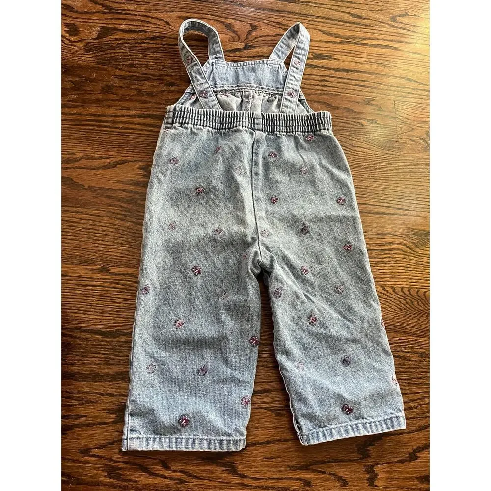 Gymboree Vintage embroidered butterflies overalls size 12/18 blue